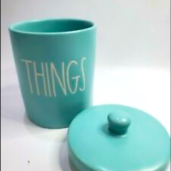Rae Dunn Tiffany blue THINGS bathroom canister💙 - Picture 1 of 3